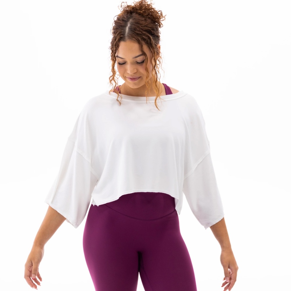 P’TULA FLOW CROP TOP - WHITE - SIZE SMALL